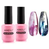 AIMEILI 2PCS Nail Art Foil Glue Gel 15ML Transferfolie Nägel Kleber für Folien Nagelsticker Nail Art Foil Glue Gel Set