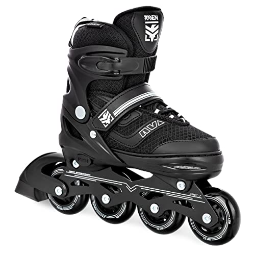 RAVEN Inline Skates Inliner Drill verstellbar (34-37 (20,5-23,5cm), Black ohne Kufen)