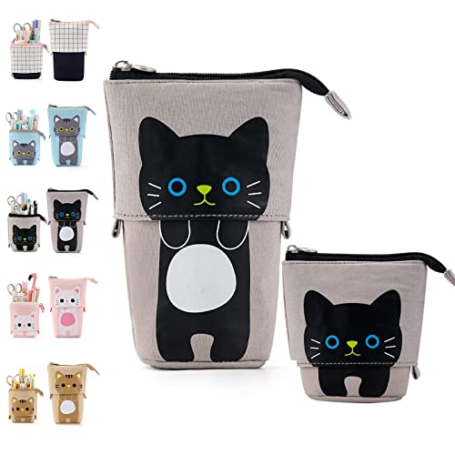 Federmäppchen Mädchen Cartoon, Süßer Katze 2-in-1 Pencil Case/Stifteköcher für Teenager Schülerin, Pop Up Pen Pencil Case Teleskophalter Mäppchen, Ständer Bleistifthalter, Federmäppchen Mädchen