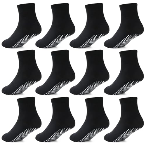 HYCLES Stoppersocken Kinder - 12 Paar ABS Socken Kinder Baby Jungen Kleinkind Rutschfeste Socken für 0-10 Jahre Antirutsch Socken Mädchen 5-7 Jahre