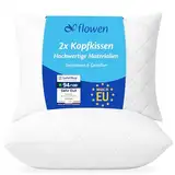 Flowen Kopfkissen 40x80 cm Kissen für Bett 40 x 80 2er Set Bettkissen Hypoallergene Anti-Milben Weiche Kissenfüllung mit Weicher Gesteppter Kopfkissenbezug Abnehmbarem und Waschbaren Schlafkissen
