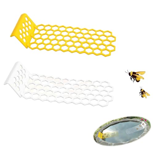 2 Stück Biene Insekten Trinkwasser Bienenleiter,Schwimmende bieneninsel Insektentränke,Bienentränke für den garten,Bienentränke,für Bienenhäuser, Gärten, Obstgärten (Gelb + Weiß)