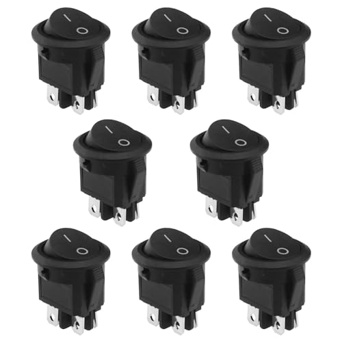 YINETTECH 8-teiliger Wippschalter 4-polig 2-Positionen-EIN/Aus-Schalter Rund Drücken Sie die Kipptaste AC 10A 125V/6A 250V für Auto Boot Haushaltsgeräte