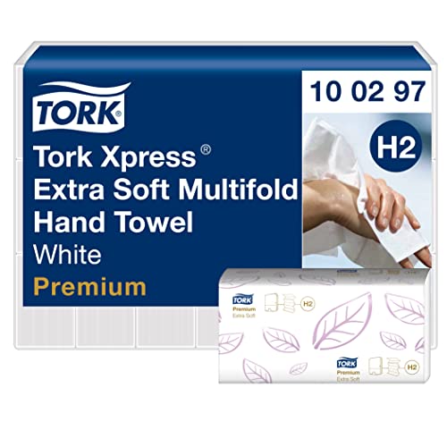Tork Xpress extra weiche Multifold Papierhandtücher 100297 - H2 Premium umweltschonende Falthandtücher für Handtuchspender - extra weich und saugfähig, 2-lagig, weiß - 21 x 100 Tücher