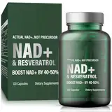 NAD+ Supplement Resveratrol 1000MG, Alternative für Zellenergie & Gesundes Altern, NAD+ Boosting Supplement für Maximale Absorption zur Unterstützung der Zellenergie, Fokus und Anti-Aging- 120 Kapseln