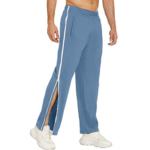 Jogginghose Herren, Herren Trainingshose mit Durchgehendem Reissverschluss Lang Jogginghose Sporthose Abreiß Hose Freizeithose Cargohose locker lässig Sportswear mit Tasche Streetwear