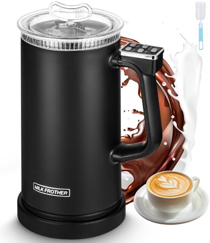 Birshe Milchaufschäumer, 600ML Milchaufschäumer Elektrisch 4-in-1 Automatische Milchaufschäumer mit Überhitzungsschutz Schneller Milchaufschäumer mit Griff für Kaffee Cappuccino und Latte Macchiato