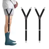 Hemdhalter Herren Hemdenhalter Hemd Halter im Y-Stil Shirt Stays Y style mit Rutschfesten Verschlussklammern und Verstellbaren Gummibändern Damit die Hemden Fest Verstaut Bleiben, Schwarz Weiße Punkte