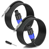 Jumwa 1M 2pack Speakon zu 1/4" TS Lautsprecherkabel M-M für Audio Verstärker 12 Guage Cord Wire Kabel mit Twist Lock DJ/PA Connector für Heavy Duty Audio