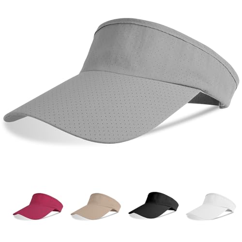 Aomig Visor Cap, Mode Schirmmütze Herren und Damen, Atmungsaktiv und Schweißabsorbierend Sommerkappe Kappe mit Sonnenvisier, Sonnenschutz Schirmcap für Outdoor Golf Baseball Tennis(Hellgrau)