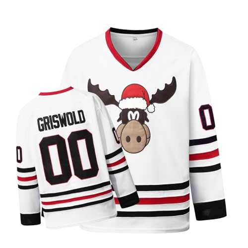 PRIMITAS Griswold #00 Movie Christmas Hockey Trikots Stitched Letters and Numbers S-XXXL, Weiss/opulenter Garten, S