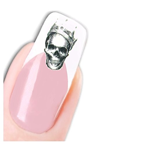 JUSTFOX - Tattoo Nail Art Totenkopf mit Krone La Catrina