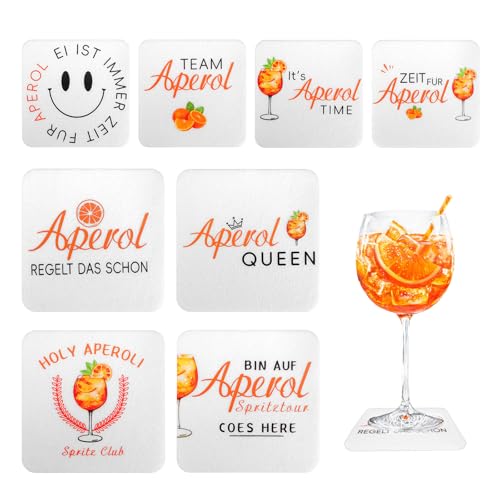 Kaempe 8 Stück Aperol Untersetzer Filz, Aperol Spritz Geschenk für Frau, Accessoires Merch für Aparol Geschenke Deko, Aperil Geschenkset (Aperol Untersetzer)