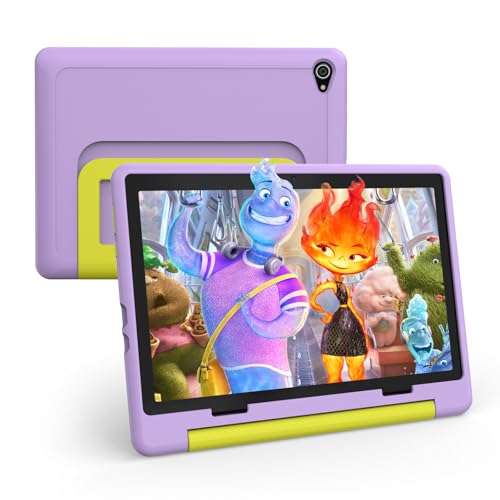 Freeski Kinder Tablet 10.1 Zoll, Tablet für Kinder Android 14 Kleinkind Tablet mit Kindersicherung Kinder APP, 8GB RAM+64GB ROM+1TB Erweiterbar, 5MP+8MP, 5000mAh, Wi-Fi, Bluetooth, Type-C (Lila)