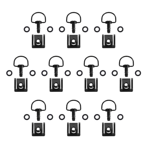 MOTO4U Motorrad-Schnellspanner, 1/4-Drehung, 17 mm, D-Ring-Länge in Dunkelschwarz, 10 Stück