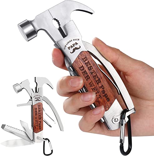 Jeelar 12-in-1 Multitool-Hammer, Edelstahl, perfektes Papa Geschenk zum Geburtstag, Vatertag, Weihnachten – Geschenke für Papa, Bester Papa Geschenke, Geburtstagsgeschenk für Papa und andere Anlässe