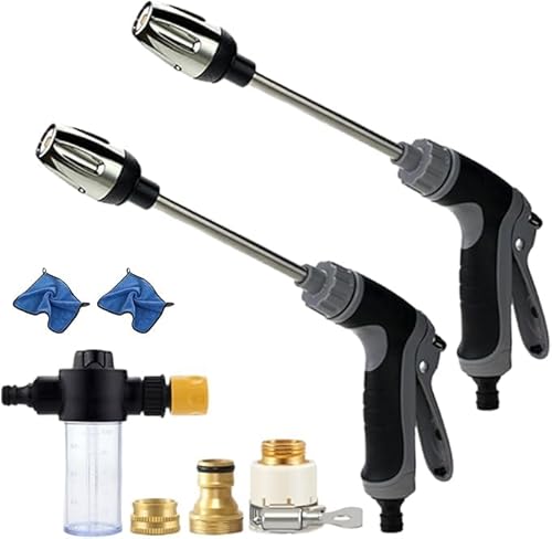 Hochdruckreiniger Water Blitz, Gartenbewässerungsschlauchdüse, Tragbares Autoreinigungswerkzeug mit Metallverbindungen und Rohr (2Pcs+Metallverbindungen)