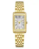 CIVO Damenuhr Gold Edelstahl Armbanduhr: Rechteckige Uhren Damen Analog Quarz - Klein Frauen Uhr Vintage Klassische