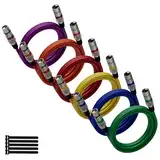XLR-Kabel Mikrofonkabel 0.5m(6 pack,mehrfarbig),Stecker auf Buchse,3 polig abgeschirmt ausbalanciert DMX-Patchkabel,mit EMI-und RFI-Unterdrückung,Kompatibel mit Verstärker,Lautsprecher+5 Kabelbinder
