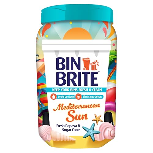 Bin Brite Geruchsneutralisierer für Mülleimer, hält Ihre Mülleimer frisch und sauber, saugt Flüssigkeit auf, beseitigt Gerüche (mediterrane Sonne, 500 g)