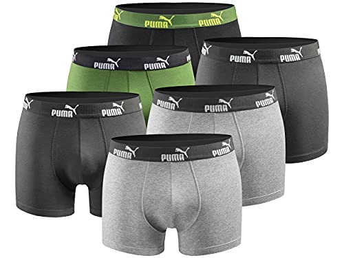 PUMA Herren Boxershort Limited Statement Edition 6er Pack - Green-DarkGrey-Black New - Gr. XL