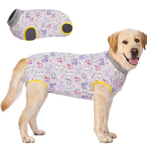 Mosucoirl Hunde Erholungsanzug,Hundebody Post op Body Hund erholungsanzug weich hundeanzug Bauchwunden medizinisch Hunde Bodysuit für Katzen Hunde weiblich männlich mittelgroß groß