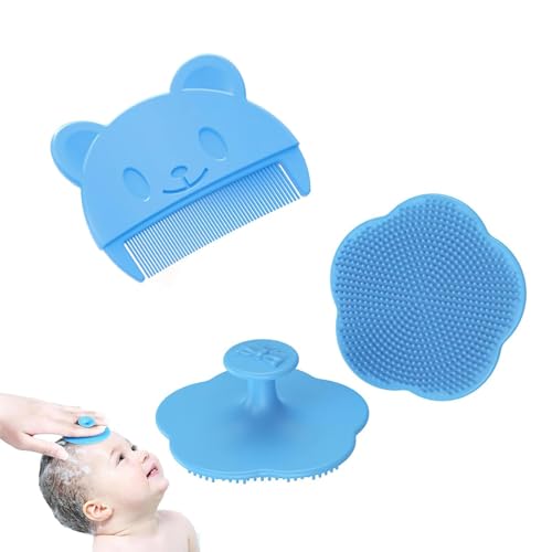 ElevaPulse Babybürste für Milchschorf Entfernen - Sanfter Milchschorf Kamm für Neugeborene - Effektives Kopfgneis Entfernen Baby - Ergonomischer Baby Kamm und Badebürste Set