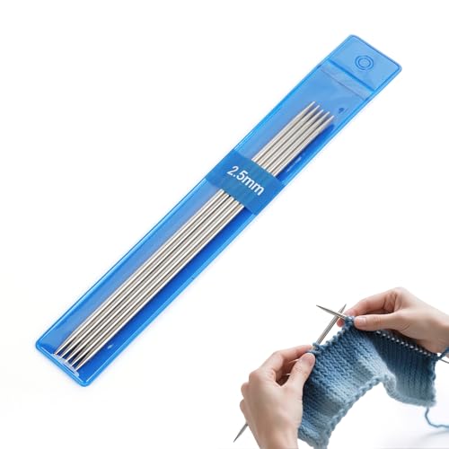 Coopay 5 Stück Mentall Nadelspiel 2,5 mm Stricknadeln Set, 15 cm Länge Stricknadeln für Socken, Schals, Mützen, Haustier, Pullover, Socken stricken für anfänger, Sockennadeln 2,5mm