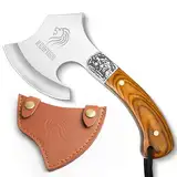 NedFoss WARTHOG Camping Axt, 22CM Kleine Outdoor Axt mit Lederscheide, Mini Axt mit Holzgriff, Survival Axt, Wikinger axt in Geschenk-Box