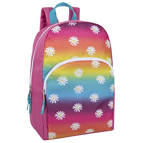 Trail maker 15 Zoll Kinder Rucksäcke für Vorschule, Kindergarten, Grundschule Jungen und Mädchen mit gepolsterten Trägern, Tanzende Regenbogen-Gänseblümchen, Small, Rucksack