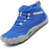 SAGUARO Kinder Barfußschuhe Jungen Leichtigkeit Trekking-Wanderschuhe Mädchen Outdoor Fitnessschuhe Kühles Blau Gr.34