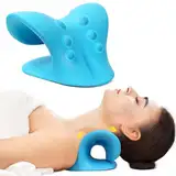 Nackendehner, Nacken- und Schulterentspanner zur Schmerzlinderung, zervikales Traktionsgerät Kissen zur Muskelentspannung und Schmerzlinderung des Kiefergelenkgelenks (Blau)