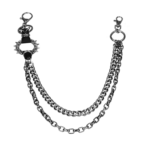 DONOONIS Hosenkette Herren,Hosen Kette,Wallet Chain,Doppelschicht Jeans Ketten,Punk Damen Hosenkette,Kette Hose,Hosenkette Edelstahl,Hip Hop Gothic Gürtel Rock Gothic Accessoires für Männer Frauen