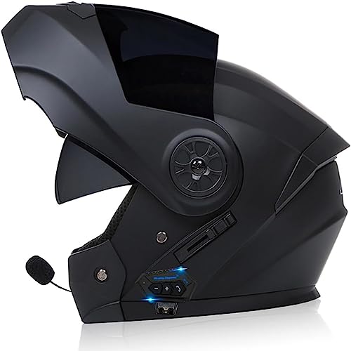 Motorrad Integrierter Bluetooth-Helm Mit Doppelvisier,ECE Zulassung Adults Klapphelm Mit Bluetooth, Motorradhelm Sturzhelm Für Herren Und Damen Automatische Reaktion