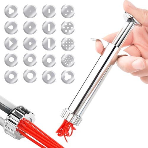 Xujuika Tonextruder-Werkzeug, Tonextruder aus Edelstahl,Töpferei-Extruder-Pressen - Robuster, Abnehmbarer, einfach zu bedienender Hand-Ton-Extruder aus Edelstahl mit 20 Spitzen für