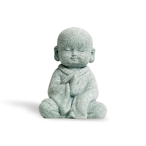 Qixuer Kleine Mönchsstatue, Maitreya Buddha Skulptur Zen-Mönch-Figur, Mönch Figur Niedlich Kleiner Mönch Ornament für Kinder Aquariumdeko Fisch Dekoration Wohnkultur