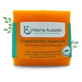 Kleine Auszeit Manufaktur Ringelblumenhaarseife – für normales bis trockenes Haar, vegan, ohne Palmöl, handgemacht, 90 g