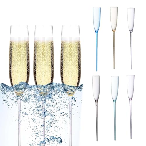 Generisch Floating Champagne Flutes, Floating Champagne Glasses for the Pool, Floating Champagne Glasses Plastic, Floating Wine Glass for Pool, Shatterproof Poolside Champagne Glasses (Multicolor)