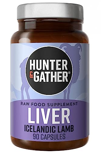 Hunter & Gather Lammleber 90 Kapseln | Ernähungsergänzung aus freilebenden, grasgefüttertem isländischen Lamm | 100% rohe gefriergetrocknete Lammleber | Keine GMV-Fütterung, Antibiotika oder Hormone