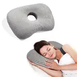 Babyezz Piercing Ear Hole Pillows CNH Pillow with an Ear Hole Relieves Ear Pain for Side Sleepers and Relief Ear Pain Ear Inflammation Pressure Sores Headphones, Gray