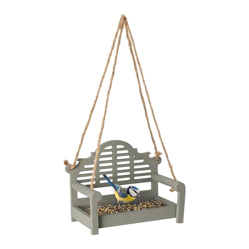 Tool & Tree Vogelfutterspender aus Holz 23,5x13x17,5 cm – Hängende Futterschaukel für Spatzen, Meisen, Wildvögel – FSC-Zertifiziert, dekorativer Futterspender für Garten, Balkon & Terrasse – Grau