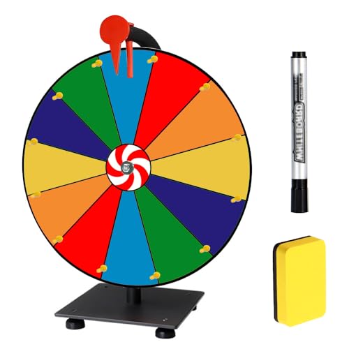 Glücksrad zum Drehen, TGKYK 30cm Glücksrad zum Selbstgestalten mit Radiergummi und Markierstift, 12 Steckplätzen Drehrad Glücksrad, Lucky Wheel für Lotteriespiele, Karneval Party, Verkaufsförderung