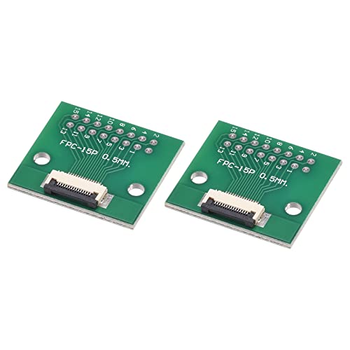 sourcing map 2 Stück FPC FFC PCB Konverter Steckerplatine 15P 0.5mm auf Buchsenseite 1mm Rückseit auf DIP 2.54 mm für LCD 3D Drucker DVD TV Laptop Audio