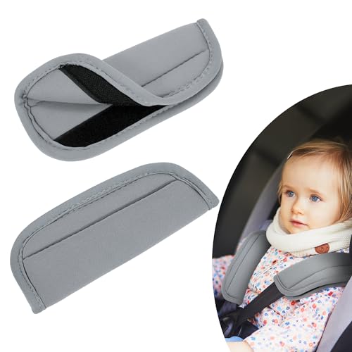 Tunejoy Baby Sicherheitsgurt Schulterpolster Gurtpolster für Kinderautositze Universal für Babyschale Kinderwagen Buggy & Autositz 16 * 6,5 cm Grau