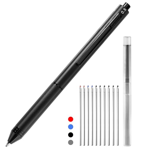 QH-Shop Kugelschreiber Und Bleistift 4-in-1 Multifunktionsstift Schwerkraftinduktivität Mehrfarbig Mit Schwarze Blau Rote Ersatzminen Druckbleistift Mine Für Büro Schule Und Geschenk Schwarz