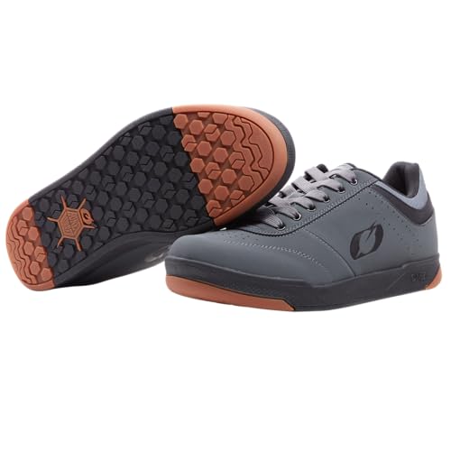 O'NEAL | Mountainbike-Schuhe | MTB Downhill Freeride | Vegan | Ultimatives Gleichgewicht zwischen Grip und Fußpositionierung, atmungsaktiv | Pumps Flat V.22 Shoe | Erwachsene | Grau Schwarz | Größe 43