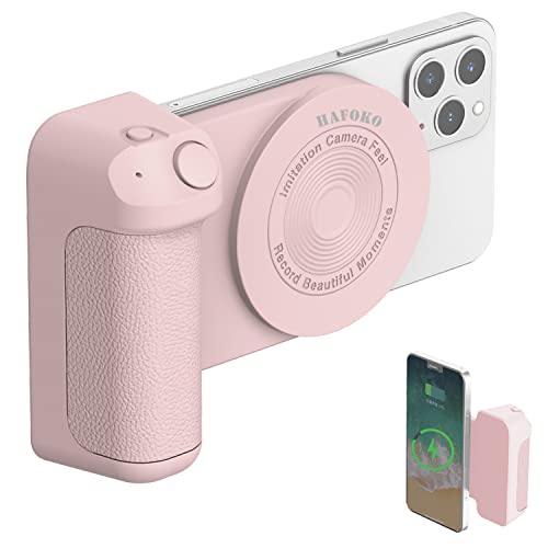 HAFOKO Magnetisch Smartphone CapGrip Kamera Telefon Hand Griff Magnetic Laden Halter Foto Telefon Verschluss Griff 10W Kabellos Laden mit Bluetooth Fernbedienung Kompatibel für iPhone Alle Telefone