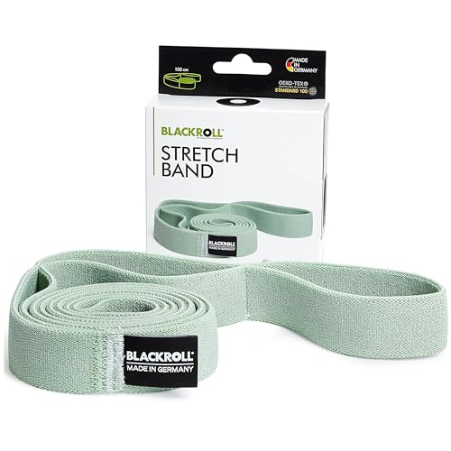 BLACKROLL® Stretch Band (100 cm), Fitnessband für das Mobilitätstraining, Flexibles Gymnastikband mit Schlaufen, hautfreundliches Stretchband, ideal für Yoga, Made in Germany, Balanced Green