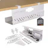 Premium Kabelkanal Schreibtisch – Ideales Schreibtisch Kabelmanagement, Kabelwanne Schreibtisch, Tisch Kabelführung - Kabel Organizer – Kabelhalter Schreibtisch (Weiß, 1er Set)
