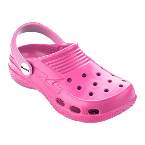 3Kamido Croco Kids schöne Clogs Kinder Gartenschuhe Badelatschen Sandkasten Camping Jungen und Mädchen (Rosa, 32)